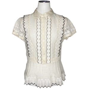 Karen Millen Eyelet Organza Blouse size 10